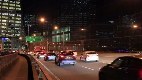 Heavy congested vehicle traffic on Western Distributor motorway in Sydney. Stock Footage 199148516