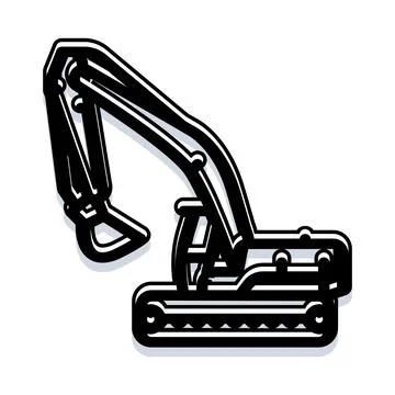 Heavy construction excavator machine working on development project Stockillustratie