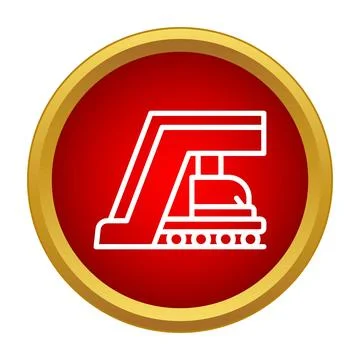 Heavy construction machinery icon red circle gold frame イラスト素材