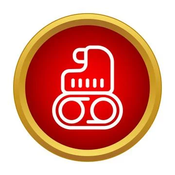 Heavy construction machinery icon on red button Stock Illustration