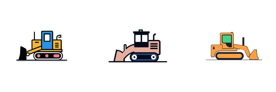 Heavy Construction Machines Stock Illustration
