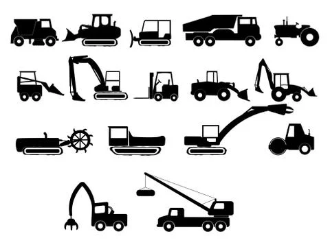 Heavy construction machines illustrations Stock Illustration