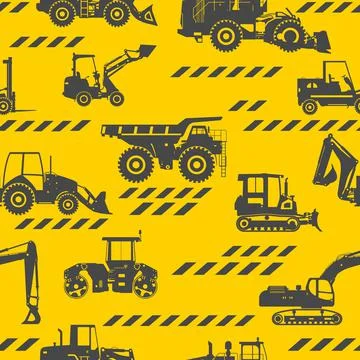 Heavy construction machines seamless pattern Stock Illustration