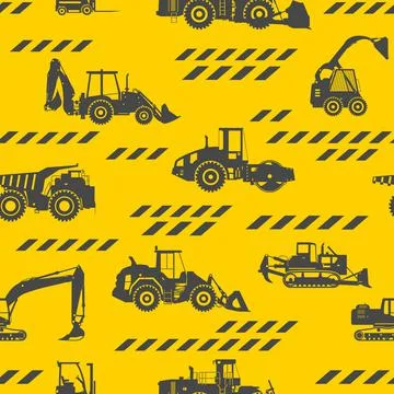Heavy construction machines seamless pattern Stock Illustration