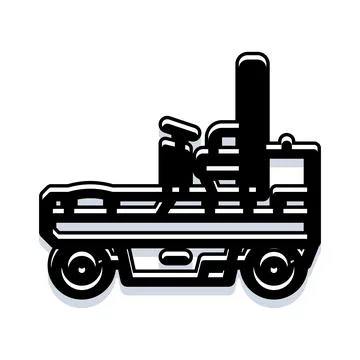 Heavy construction road roller operating on site Stockillustratie