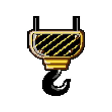 Heavy crane hook pixel art vector illustration Ilustração Stock