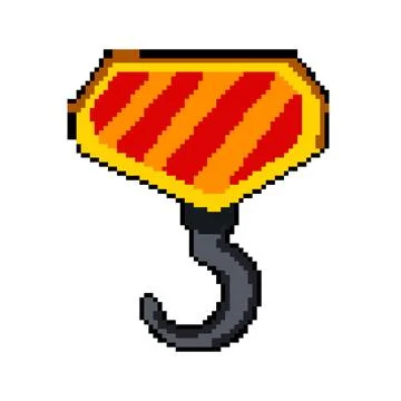 Heavy crane hook pixel art vector illustration Ilustração Stock