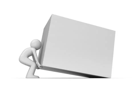 Heavy cube lift up copy space (3d isolated characters ) Stock Illustration