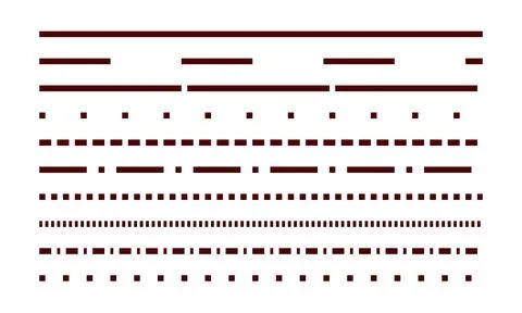 Heavy dark brown line patterns with different dash lengths Stock Illustration