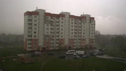 Heavy downpour slow motion, rainy weather Stock Footage 210036568