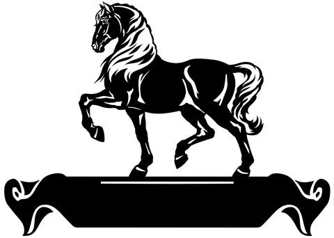 Heavy draft horse in profile. Silhouette Stock Illustration