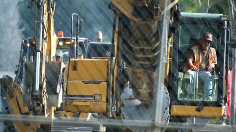 Heavy drilling machine moves to construction site Stock-Footage 34548750
