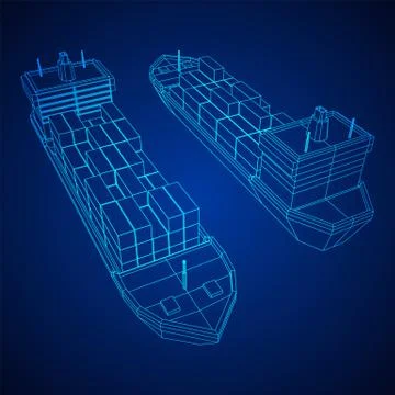 Heavy dry cargo ship of bulk carrier Stock Illustration