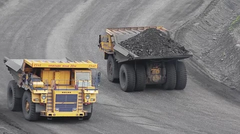 Heavy Dump Trucks. Road traffic Stock Footage 47585211