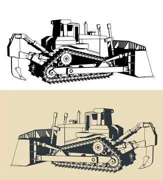 Heavy duty crawler dozer illustrations Stock Illustration