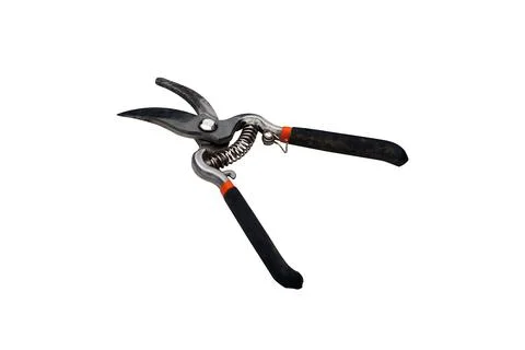 Heavy duty garden pruning shears with spring mechanism and black handles Stock Photos