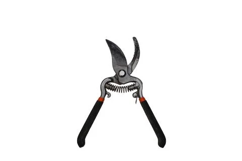 Heavy duty garden pruning shears with spring mechanism and black handles Stock Photos