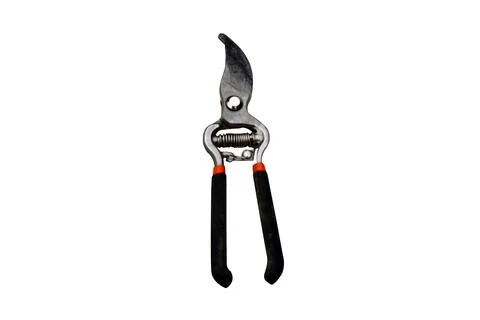 Heavy duty garden pruning shears with spring mechanism and black handles Stock Photos