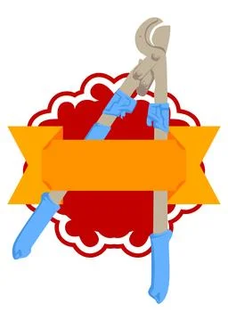 Heavy Duty Large Cable Cutter, old cutter for wire or steel bars banner, ri.. Stock Illustration