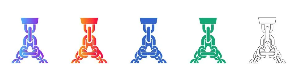 Heavy Duty Lifting Chain Vector Icons Stock Illustration
