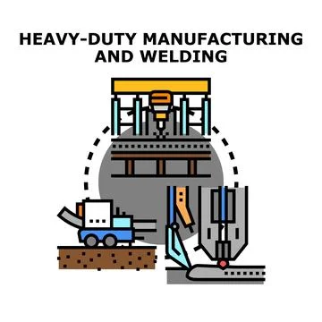 Heavy duty manufacturing process with welding equipment concept Stock Illustration