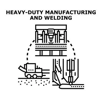 Heavy duty manufacturing process with welding equipment concept Stock Illustration