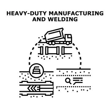 Heavy duty manufacturing welding process conceptual drawing Stock Illustration