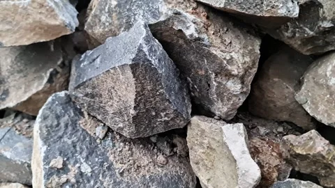 Heavy Duty Mountain Stones for Solid Building Foundation and Structural Masonry Stock Footage 333373165