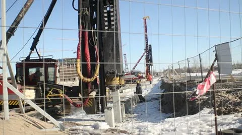 Heavy Duty piling rigs Stock Footage 22179422