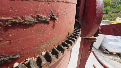 Heavy Duty Red Mixer at Work Location Video stock 309704702