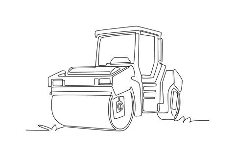 Heavy-duty road roller construction vehicle Ilustração Stock