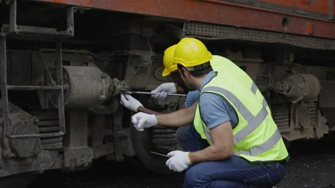 The heavy duty technicians working in the train garage  스톡 동영상 237296860