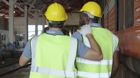 The heavy duty technicians working in the train garage  Vídeos de archivo 237299751