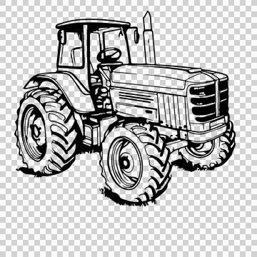 Heavy Duty Tractor Front Perspective stationary tires Stock Illustration