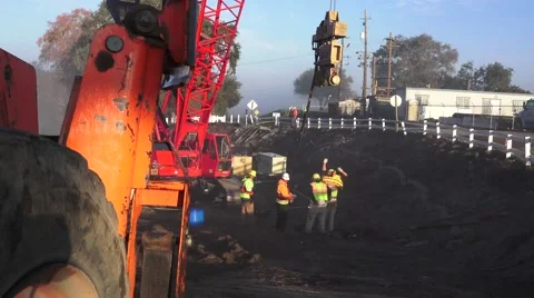 Heavy Equipment Construction, crane lifting Stock Footage 44343518