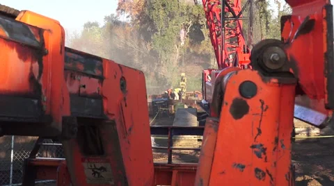 Heavy Equipment Construction, framed by equipment Stock Footage 44343857