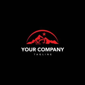 Heavy equipment construction logo for mining companies Stock Illustration