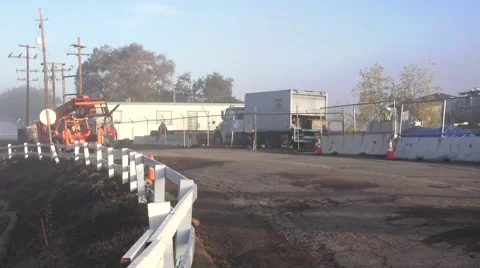 Heavy Equipment Construction ,reach fork on tractor Stock Footage 44343079