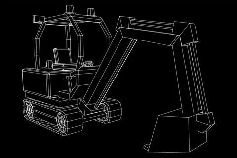 Heavy equipment excavator machine vector illustration Stock Illustration