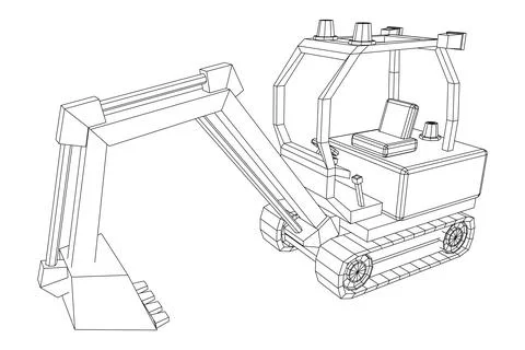 Heavy equipment excavator machine vector illustration Stock Illustration