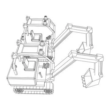 Heavy equipment excavator machine vector illustration Illustrazione stock
