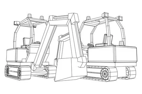 Heavy equipment excavator machine vector illustration Stock Illustration