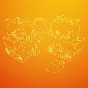 Heavy equipment excavator machine vector illustration Illustrazione stock