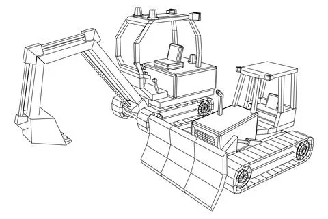 Heavy equipment excavator machine vector illustration Stock Illustration
