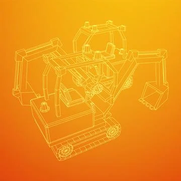 Heavy equipment excavator machine vector illustration Illustrazione stock