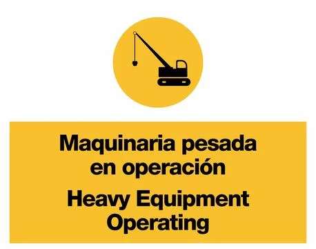 Heavy Equipment Operating Construction Yellow Warning Signage Set Stock Illustration
