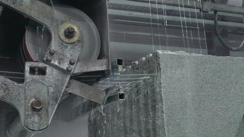 Heavy Equipment Processing Granite Rock At Stonework Production Factory Stock Footage 220682075