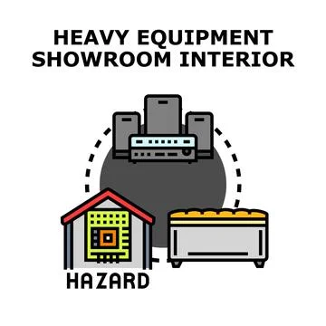Heavy equipment showroom interior vector concept Stock Illustration