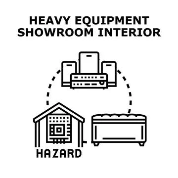 Heavy equipment showroom interior vector concept Stock Illustration