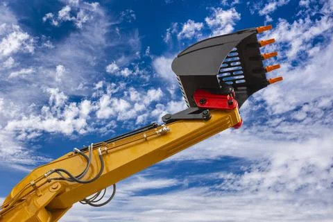 Heavy excavator working on construction site Stock Photos